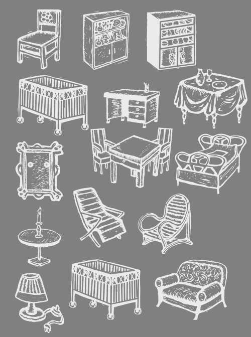 hand drawn furniture images